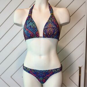 OndadeMar - Paisley Print Halter Bikini - Size S